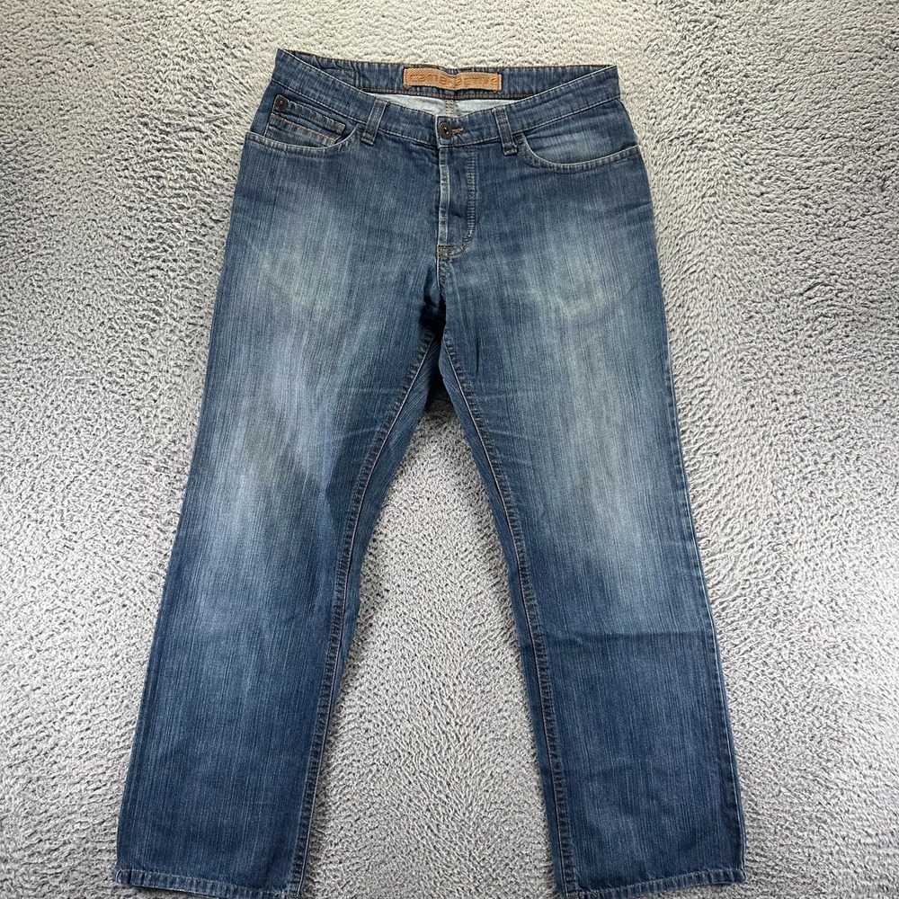 Camel Active Jeans Men's 35x32 Blue Cotton Denim Straight Faded Workwear Utility